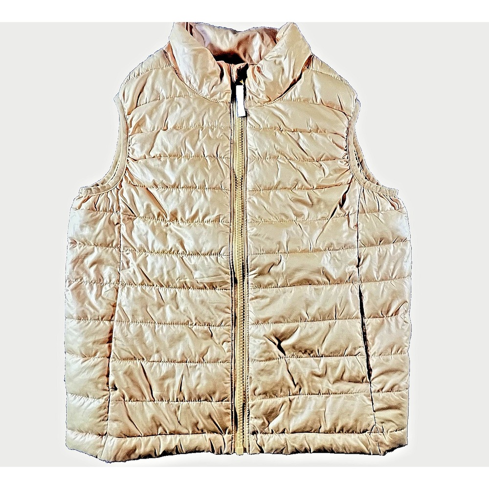 Primary Kids Puffer Vest Yellow Size 10 Lightweight Recycled Polyester Zip Up